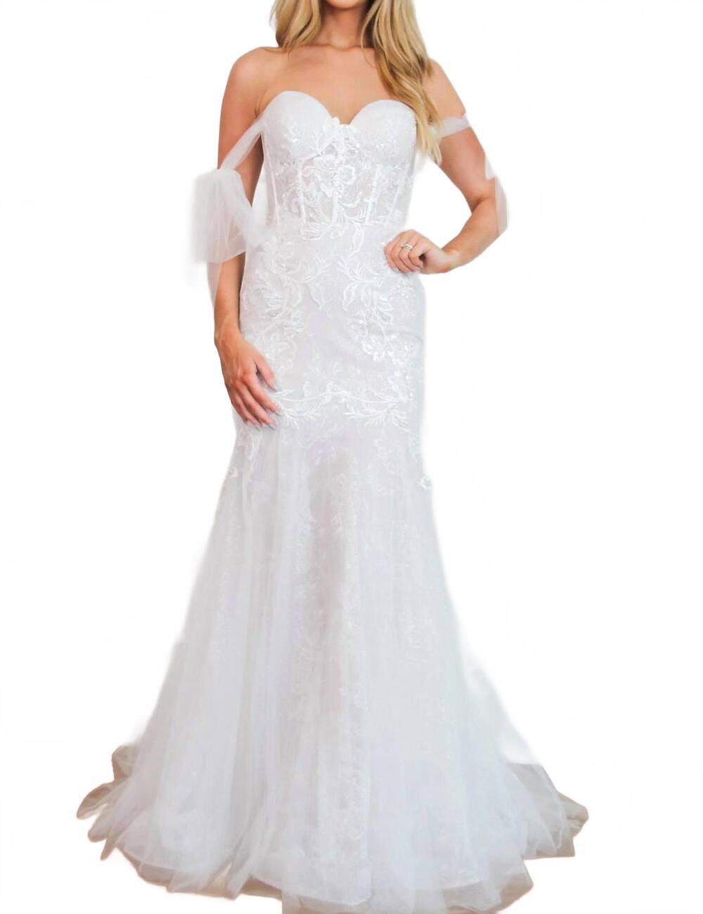 NEW CINDERELLA DIVINE naomi off shoulder bow lace bustier mermaid wedding dress